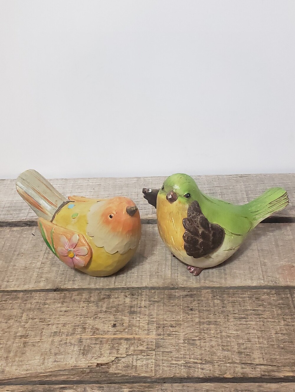Folk Art Style Pair Of Birds Shelf Decor Nursery Accents